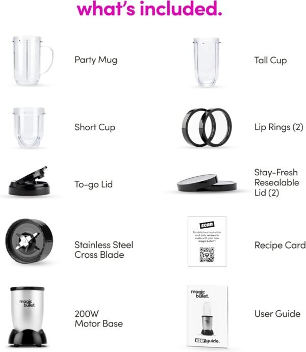 Magic Bullet Blender, Small, Silver, 11 Piece Set - Image 2