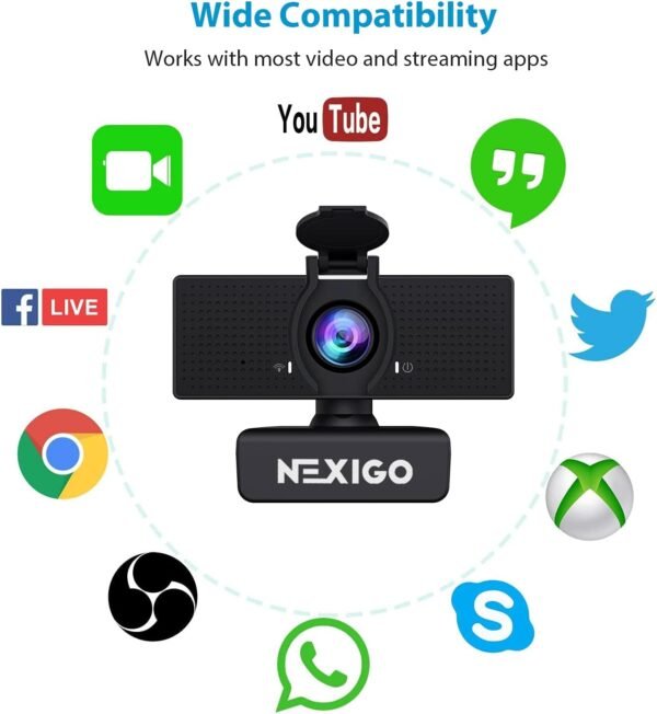 NexiGo N60 1080P Webcam with Microphone, Adjustable FOV, Zoom, Software Control & Privacy Cover, USB HD Computer Web Camera, Plug and Play, for Zoom/Skype/Teams, Conferencing and Video Calling - Image 2