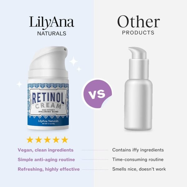 LilyAna Naturals Retinol Cream - Made in USA, Anti Aging Moisturizer for Face and Neck,Wrinkle, Retinol Complex - 1.7oz - Image 4