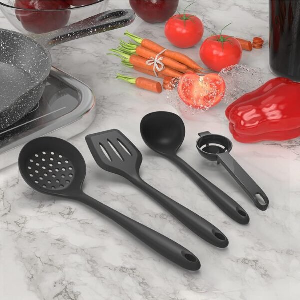 Silicone Cooking Utensils Set - 446°F Heat Resistant Kitchen Utensils,Turner Tongs,Spatula,Spoon,Brush,Whisk,Kitchen Utensil Gadgets Tools Set for Nonstick Cookware,Dishwasher Safe (BPA Free) - Image 5