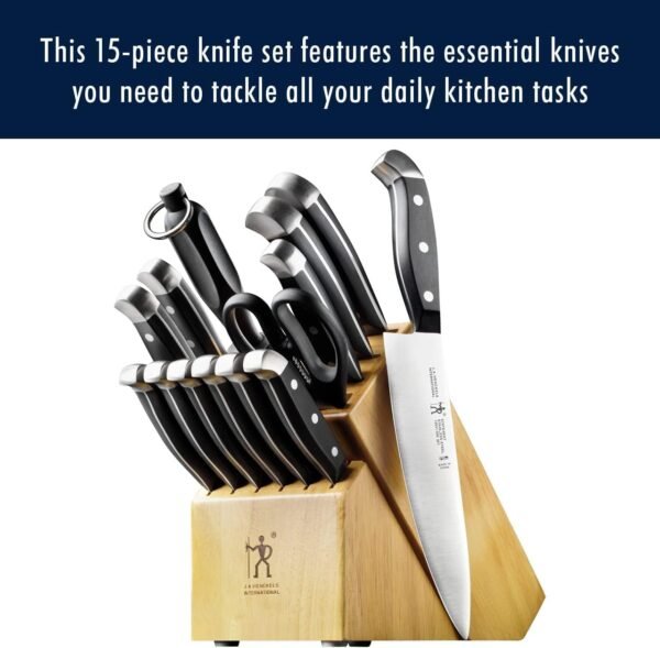 HENCKELS Premium Quality 15-Piece Knife Set with Block, Razor-Sharp, German Engineered Knife Informed by over 100 Years of Masterful Knife Making, Lightweight and Strong, Dishwasher Safe - Image 4