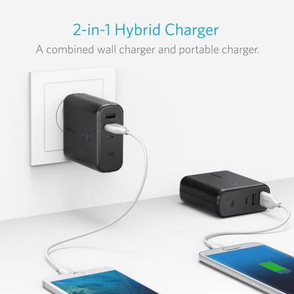 Anker PowerCore Fusion 5000, Portable Charger 5000mAh 2-in-1 with Dual USB Wall Charger, Foldable AC Plug and PowerIQ Travel Charger, Battery Pack for iPhone, iPad, Android, Samsung Galaxy, and More - Image 5