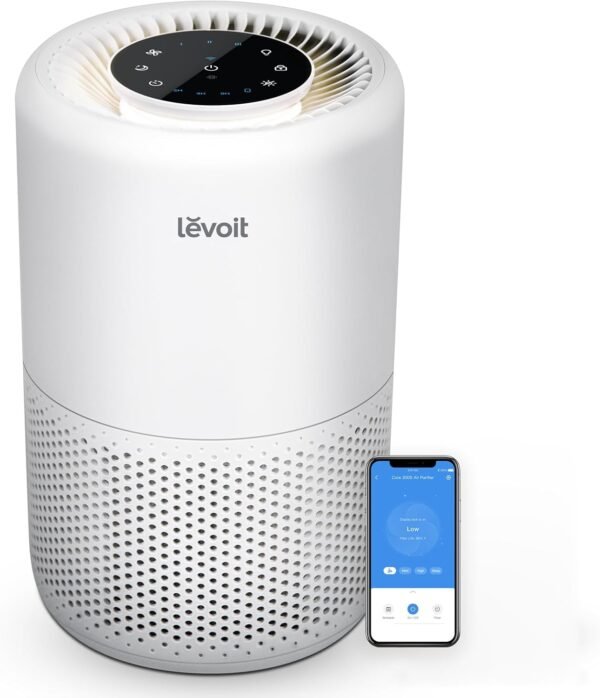 LEVOIT Air Purifier for Home Bedroom, Smart WiFi Alexa Control, Covers up to 916 Sq.Foot, 3 in 1 Filter for Allergies, Pollutants, Smoke, Dust, 24dB Quiet, Core 200S-P, White