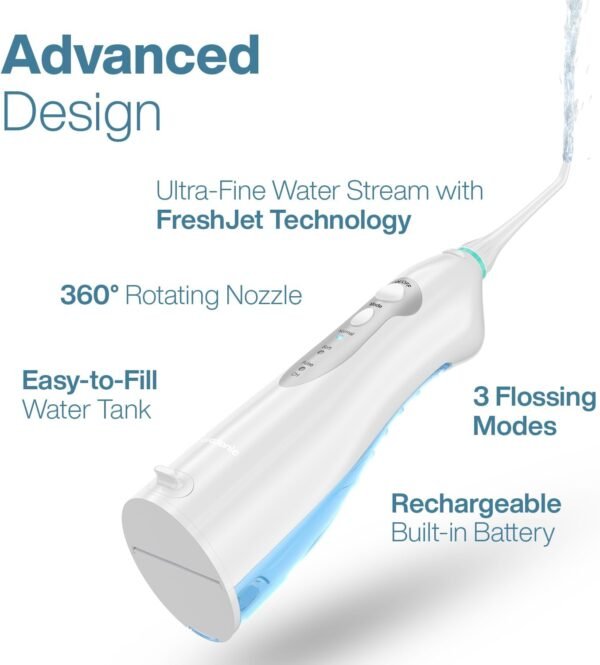 AquaSonic Water Flosser - Cordless Rechargeable Water Flossers for Teeth Cleaning - Waterproof Aqua Flosser, Portable Oral Irrigator for Dental Cleaning with 5 Jet Tips – Braces Home Travel - Image 5