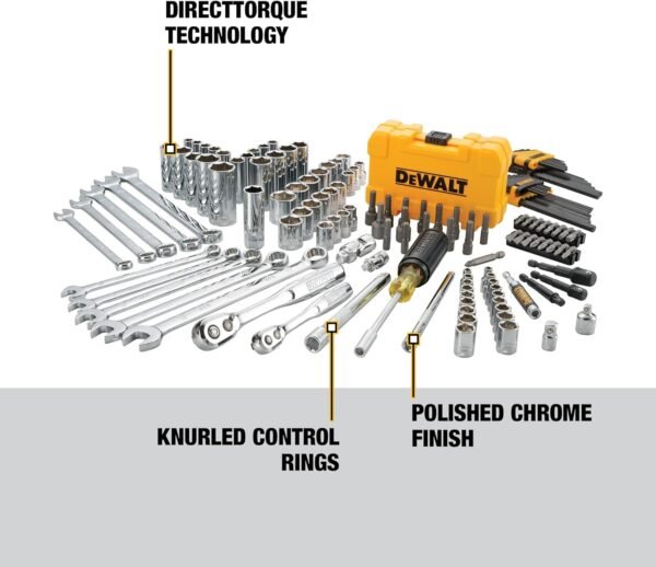 DEWALT Mechanics Tools Kit and Socket Set, 142-Piece, 1/4 & 3/8" Drive, MM/SAE (DWMT73802) - Image 3