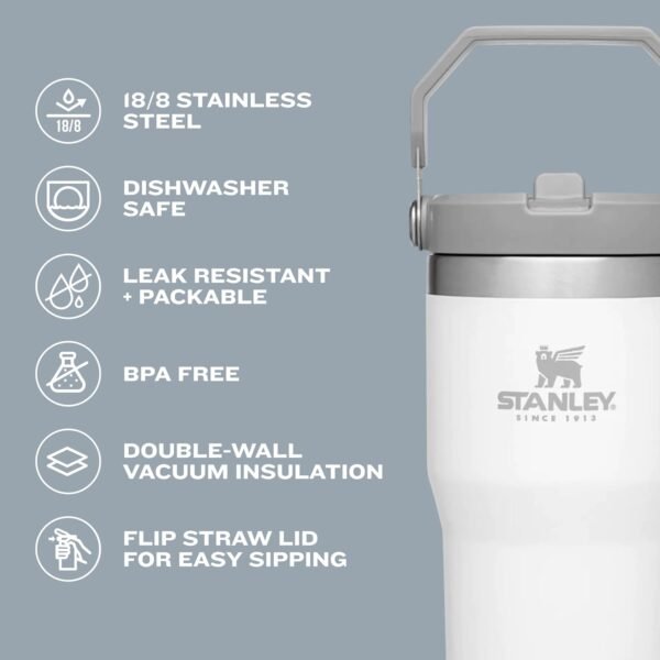 Stanley IceFlow Flip Straw Tumbler with Handle 30 oz | Twist On Lid and Flip Up Straw | Leak Resistant Water Bottle | Insulated Stainless Steel |BPA-Free | Pomelo - Image 3