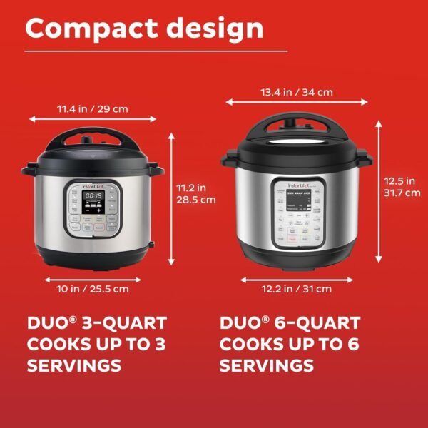 Instant Pot Duo 7-in-1 Mini Electric Pressure Cooker, Slow Rice Cooker, Steamer, Sauté, Yogurt Maker, Warmer & Sterilizer, Includes Free App with over 1900 Recipes, Stainless Steel, 3 Quart - Image 6