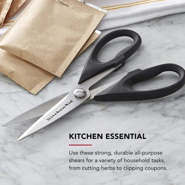 KitchenAid All Purpose Kitchen Shears with Protective Sheath Durable Stainless Steel Scissors, Dishwasher Safe, Soft Grip Comfort Handle, 8.72 Inch, Black - Image 5