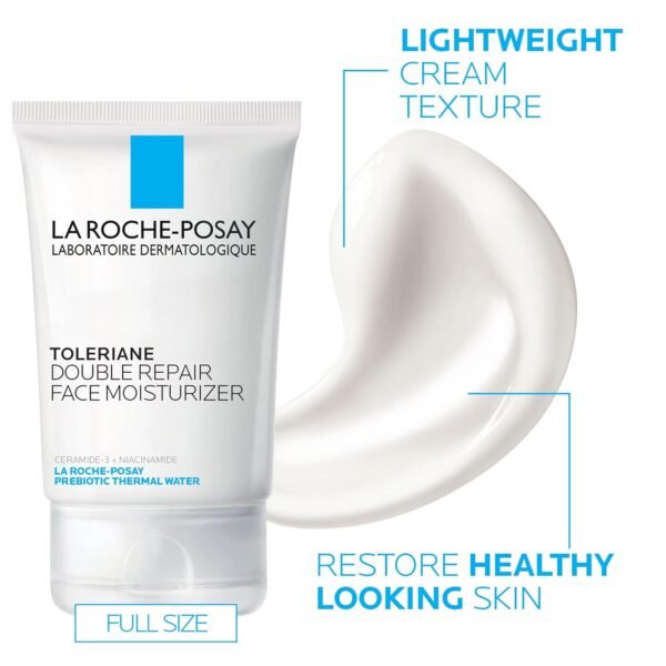 La Roche-Posay Toleraine Skin Care Set, Double Repair Face Moisturizer 100ml & Purifying Foaming Facial Cleanser 50ml, Oil Free Moisturizer & Face Wash For Oily Skin, Formulated with Niacinamide - Image 4