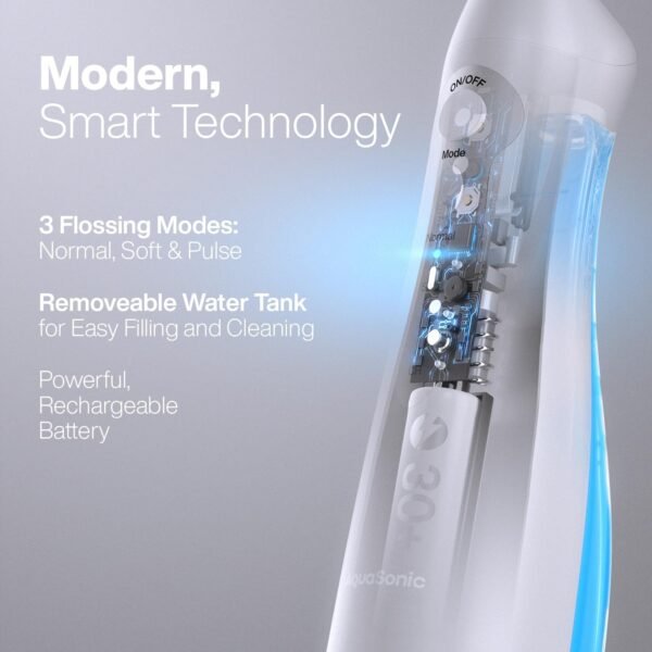 AquaSonic Water Flosser - Cordless Rechargeable Water Flossers for Teeth Cleaning - Waterproof Aqua Flosser, Portable Oral Irrigator for Dental Cleaning with 5 Jet Tips – Braces Home Travel - Image 2