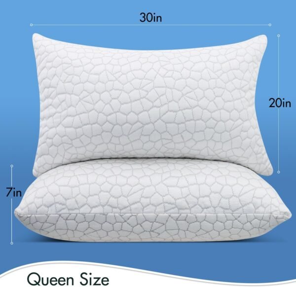 SUPA MODERN Cooling Bed Pillows for Sleeping 2 Pack Shredded Memory Foam Pillows Adjustable Cool Pillow for Side Back Stomach Sleepers Luxury Gel Pillows Queen Size Set of 2 Washable Removable Cover - Image 3