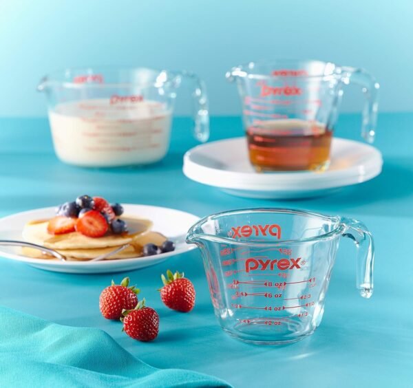 Pyrex 3 Piece Measuring Cup Set, Includes 1, 2, and 4 Tempered Glass Liquid Measuring Cups, Dishwasher, Freezer, Microwave, and Oven Safe, Essential Kitchen Tools - Image 5