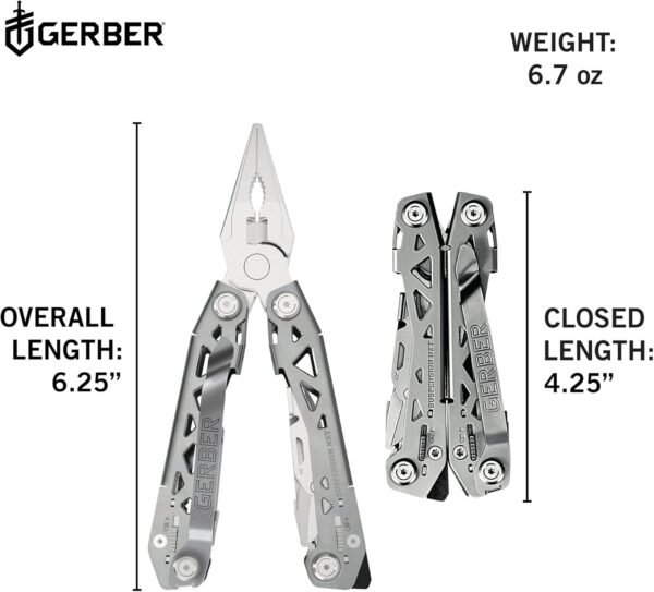 Gerber Gear Suspension-NXT 15-in-1 EDC Multi tool with Pocket Knife, Needle Nose Pliers and Wire Stripper Tools, Gifts for Men, Survival and Camping Gear, Stainless Steel - Image 4