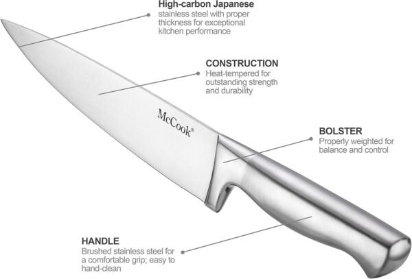 McCook® Knife Sets, German Stainless Steel Kitchen Knife Block Sets with Built-in Sharpener - Image 7