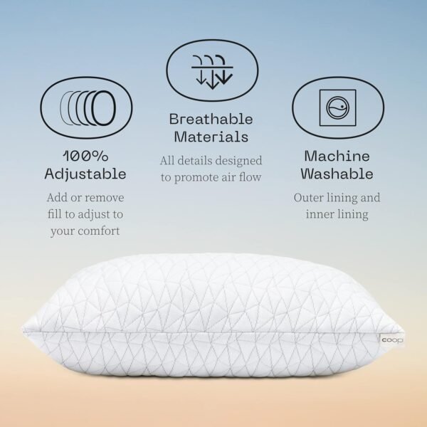 Coop Home Goods Original Adjustable Pillow, Queen Size Bed Pillows for Sleeping, Cross Cut Memory Foam Pillows - Medium Firm Back, Stomach and Side Sleeper Pillow, CertiPUR-US/GREENGUARD Gold - Image 4