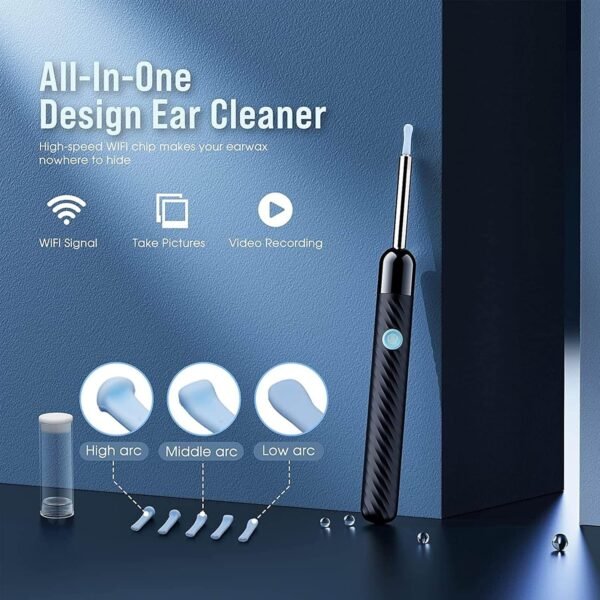 Ear Wax Removal - Earwax Remover Tool with 8 Pcs Ear Set - Ear Cleaner with Camera - Earwax Removal Kit with Light - Ear Camera with 6 Ear Spoon - Ear Cleaner for iOS & Android (Black) - Image 4