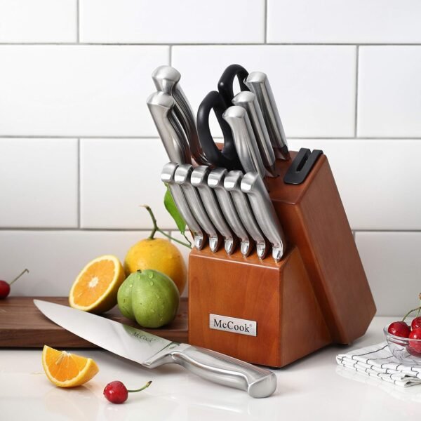 McCook® Knife Sets, German Stainless Steel Kitchen Knife Block Sets with Built-in Sharpener - Image 6