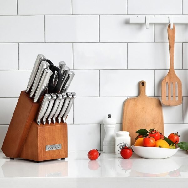 McCook® Knife Sets, German Stainless Steel Kitchen Knife Block Sets with Built-in Sharpener - Image 4