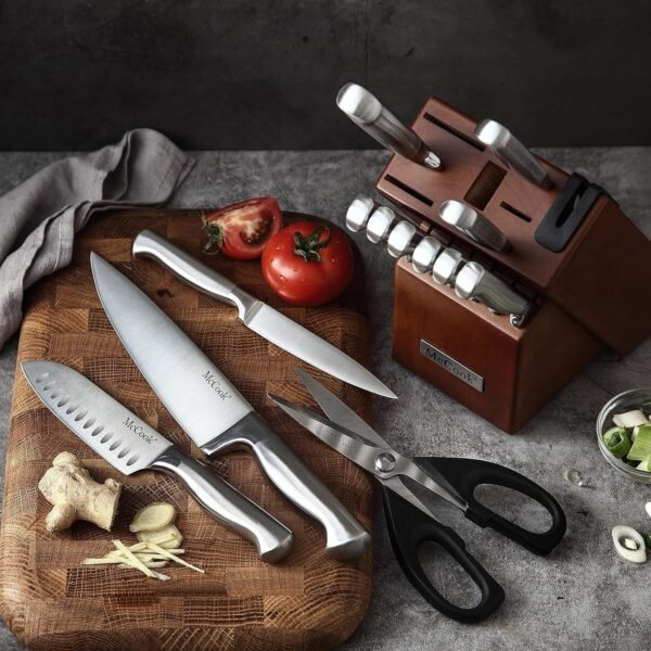 McCook® Knife Sets, German Stainless Steel Kitchen Knife Block Sets with Built-in Sharpener - Image 2